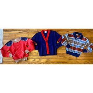 Vintage Lot Of 3 Boy 7 Cardigan Sweater & Sweatshirt Long Sleeve Shirts Health T